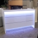 MDD VALDE Linear Reception Desk, White, with LED Lighted Front